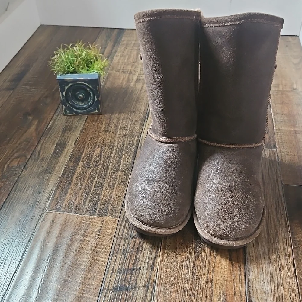 BearPaw Women's Sherpa Lined Warm‎ Winter Boots W/ Knit And Buckle Accents